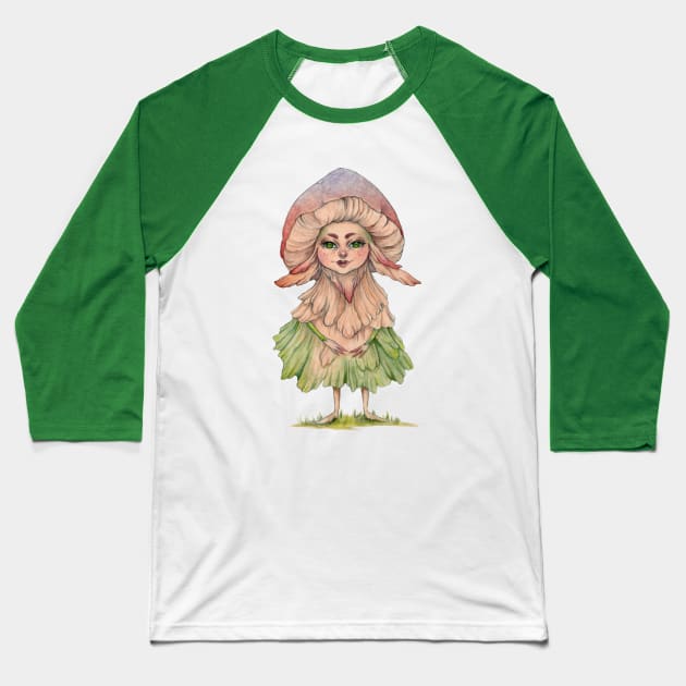 Mushroom Fairy Baseball T-Shirt by Pearl and Plam